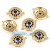 Acessórios para Joias DIY Cobre Puro Banhado a Ouro Microincrustado Olho do Diabo Olho Azul Conector 18mm