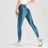 En stock Pantalones de Yoga Tie-Dye Aurora Cintura Alta Ajuste de Vientre Cadera de Durazno Pantalones Deportivos para Correr y Fitness Leggings Ajustados Deportivos para Mujer