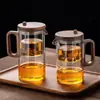 Tetera de Flujo Hogareña con Filtro Oficina Botón Único Interior de Vidrio Separación de Té y Agua Taza de Té Vajilla Una Pieza Fabricante