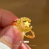 Nuevo Anillo Tejido de Sueños de Estrella y Luna Chapado en Oro de 18 Quilates Estilo Chino, Lujo Ligero, Versátil de Gama Alta Retro, Anillo Ajustable para Mujer
