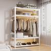 Guarda-roupa Simples Multicamadas Uso Casa de Aluguel Ferro Forjado Quarto Doméstico Montagem Prateleira de Armazenamento Suporte de Roupa de Chão Prateleiras de Armazenamento