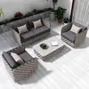 Conjunto de sofá de rattan para área externa, varanda ao ar livre, cadeira de rattan para lazer, sofá trançado com corda, à prova d'água e resistente ao sol, liga de alumínio