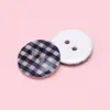Botões Redondos Decorativos de Resina com Listras Xadrez de Dois Furos Costurados à Mão Roupa Infantil Suéter Infantil Roupas Infantis DIY