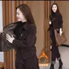 Traje de Pana Grueso Vintage a la Moda Forrado de Polar para Mujer Otoño e Invierno Nuevo Talla Grande Chaqueta Casual Elegante Conjunto de Dos Piezas Tendencia