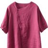 Nueva Blusa Retro con Botones Oblicuos, Camisa Femenina de Manga Corta, Top Casual de Color Sólido para Verano