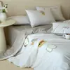 Todo algodón - Cordero Durmiendo 100S algodón de fibra larga Clase A juego de cuatro piezas, juego de tres piezas de funda nórdica y sábana bajera de algodón puro cepillado engrosado para otoño e invierno