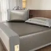 Tapete de Grama Refrescante Natural, Tapete de Rattan de Gelo, Dobrável, Espessado, Antiderrapante, Colchão Respirável de Verão, Tapete de Cama Tatami, Conjunto de Três Peças