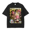Camiseta Lavada Oversize Unisex de Anime, Ropa Urbana para Hombre, Camiseta Gráfica de Manga Corta para Mujer para Verano