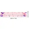 Novos adereços de decoração de aniversário transfronteiriços: Bandeiras decorativas de poliéster 100D, tecido para fundo de aniversário, faixas e dísticos personalizados
