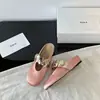 Versão em Couro~Mules Femininas de Bico Coberto de Alta Qualidade Francesa Nova Coleção Primavera Roupa Externa com Saias Sandálias com Salto Interno