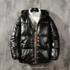 Jaqueta Acolchoada de Algodão com Capuz para Homens Curta Grossa Solta Brilhante Roupa Externa Adolescentes Masculinos Brilhante Masculino À Prova de Frio