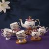 Juego de taza y platillo de café de porcelana de hueso de alta gama exquisito al por mayor, traje de juego de té de la tarde de moda nacional creativa de lujo ligero, logotipo personalizable