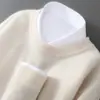 Novo Suéter de Lã Masculino de Outono e Inverno 100% Lã Pura Gola Careca Pulôver Solto Plus Size Tricotado Base Suéter de Caxemira