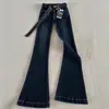 Jeans de Campana Azul Oscuro Vintage para Mujer Primavera y Otoño Nuevos de Tiro Bajo Ajustados Elásticos Ajustados de Pierna Ancha