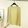Novo cardigã feminino de primavera e verão, xale fino de manga longa, jaqueta pequena versátil, roupa ecológica com proteção solar, camisa para ar condicionado, tamanhos grandes