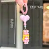 Chaveiro de Resina Cartoon Coelho Flor Rosa Estilo Coreano Pingente para Mochila Escolar Conjunto para Casal Presente para Melhor Amigo Acessórios