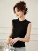 Chaleco de punto sin mangas estilo coreano para mujer, nuevo top para mujer, corte ajustado, cuello semi-alto, top de punto de color liso para mujer
