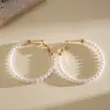 Pendientes Circulares Geométricos con Perlas de Imitación Cruzados Europeos y Americanos, Pendientes de Moda y Sencillos para el Trabajo, Pendientes de Alta Gama para Mujer