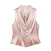 Atacado de Fábrica de Roupas Femininas Transfronteiriça 2026 Estilo Europeu e Americano Botão de Joia Decorativo Top com Textura de Cetim de Seda Conjunto de Calça Plissada de Seda