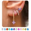 Pendientes de aro de cartílago transfronterizos de Amazon, pendientes de piedra de nacimiento, conjunto de pendientes multicolor de moda y simple para mujer