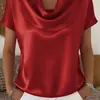 2025 Nuevo Estilo Top Holgado de Manga Corta para Sitio Independiente Transfronterizo de Amazon Camisa Casual Versátil para Mujer