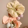 Scrunchie Floral Fresco Estilo Coreano para Mulheres, Elástico para Coque, Acessório de Cabelo Tridimensional, Prendedor de Rabo de Cavalo, Adorno de Cabelo