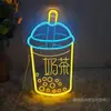 Letrero Publicitario de Luz de Neón LED Puesto del Mercado Nocturno Letrero de Luz Barbacoa Olla Caliente Luz Decorativa Pared de Fondo Caracteres Luminosos Otros