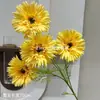 4 Cabezas de Hibisco Crisantemo Cepillado Francis Flor Artificial Material Boda Flor de Seda Crisantemo Margarita Gerbera Girasol