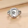 Anillo Rotatorio de Fortuna Mahjong de Plata de Ley 925 Anillo de Transferencia Retro para Hombres y Mujeres Anillo Viviente Portátil Anillo Hip-Hop Personalizado