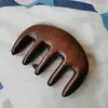 Pente massageador multifuncional de seis bordas de madeira e cinco dentes, pente de cabo longo, sândalo, cinco dedos, cinco dentes, tendão, dentes grandes, pente de madeira fofo