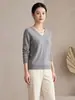 Suéter de Lana de Punto con Cuello en V Nuevo para Otoño e Invierno para Mujer, Sin Costuras, para Viajar, Tejido de Cachemir, Jersey de Manga Larga Holgado, Capa Base