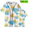 Verano Estampado 3D de Sol Marca Tide Cuello en V Holgado Manga Corta Uniforme de Béisbol Delgado para Mujer Suministro Transfronterizo Venta al por Mayor