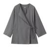 Traje de Moda 2024 Verão Novo Europeu e Americano Transfronteiriço Feminino Kimono de Linho Jaqueta Cruzada + Calça Reta Conjunto