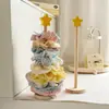 Organizador de Gomas para el Cabello Creativo con Soporte de Exhibición Organizador de Escritorio Madera Maciza Pinza de Tiburón para Gomas del Cabello Estante de Almacenamiento de Accesorios para el Cabello