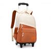 Mochila escolar con ruedas para estudiantes de primaria, nueva, de estilo coreano, con escalera de seis ruedas y colores contrastantes, gran capacidad para estudiantes de escuela secundaria.