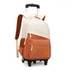 Pescado Natural Nuevo Producto Estudiante de Primaria Carrito Mochila Escolar Versión Coreana Color de Contraste Seis Ruedas Escalera Popular Transfronterizo Modelo Gran Capacidad Se Puede Entregar en Su Nombre