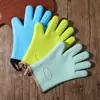 Guantes de cocina para microondas y horno, antiquemaduras, aislamiento térmico, para hornear, algodón, silicona, antideslizantes para horno, alta temperatura, de cinco dedos, venta al por mayor