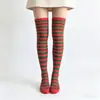 Calcetines hasta la rodilla para cosplay, calcetines largos a rayas para mujer, calcetines Lolita japoneses de bloques de color, calcetines de fiesta transfronterizos
