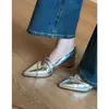 Zapatos de mujer Chuyuji estilo francés de punta plateada, elegantes, con plataforma interior para aumentar altura, Mary Jane de corte bajo, tacón alto versátil
