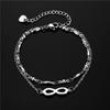 Novo estilo europeu e americano decoração de mão pulseira brilhante de 8 palavras moda decoração de mão ilimitada joias femininas duplas de aço inoxidável atacado