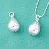 Colgante de Plata de Ley S925 de Gota de Agua Grande Brillante de 13 mm Cuerda para Collar DIY Accesorios de Material para Collar de Plata Colgante
