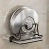 Suporte de Tampa de Panela Montado na Parede Sem Perfuração Suporte Espessado para Tábuas de Corte com Bandeja de Drenagem Suporte de Armazenamento para Tábuas de Corte