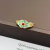 Nuevo Anillo Abierto con Patrón de Esmalte Estilo Chino para Mujer, Lujo Ligero, Sensación de Alta Gama, Anillo para Dedo Índice, Moderno, Único, Anillo de Diseño de Nicho