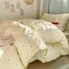 Juego de Tres Piezas de Algodón Puro para Dormitorio de Estudiante Universitario, Juego de Cuatro Piezas Estilo Fresco de Dibujos Animados, Ropa de Cama Linda Estilo Girly 100% Algodón