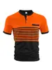 Nueva Camisa Polo Casual para Hombre de Amazon con Bolsillo en el Pecho, Cuello en V, Rayas Abotonadas, Bloques de Color, Camiseta Versátil