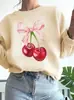 Envío Gratuito Transfronterizo 180g En Stock Estación Independiente Ropa de Mujer Transfronteriza Europea y Americana Sudadera con Estampado de Cerezas Aliexpress Amazon Camarón