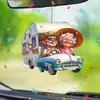 Juego de 4 Adornos Colgantes Decorativos Acrílicos Planos 2D Nuevos Transfronterizos para Coche Decoración de Interiores de Coche Simple y Elegante