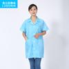 Abrigo de Verano de Manga Corta Antiestático y a Prueba de Polvo, Ropa de Trabajo para Taller, Estilo de Botones en Solapa, Ropa de Protección Transpirable Azul y Blanco
