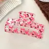 Pinza Transparente para el Cabello con Lazo de Corazón para el Día de San Valentín, Pinza Cuadrada de Gama Alta de Tamaño Mediano para la Parte Posterior de la Cabeza, Lindo Accesorio para el Cabello