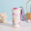 Taza de Pajita de Dibujos Animados de Aspecto Elegante Taza con Aislamiento al Vacío de Acero Inoxidable Portátil para Exteriores Taza de Café para Doble Bebida Personalización